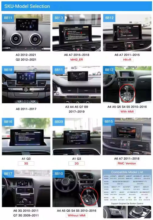 Modular Audi A1 A3 A5 A8 Q5 Q5 S5 MMI MIB2 Wireless Android Auto Interface Car Player Wireless Auto Electronics