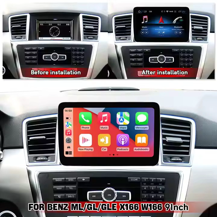 9 Inch Android 13 System Auto IPS Touch Screen Car Radio AUTO CARPLAY for Mercedes ML GL W166 X166 2013-2015 DSP GPS Navi