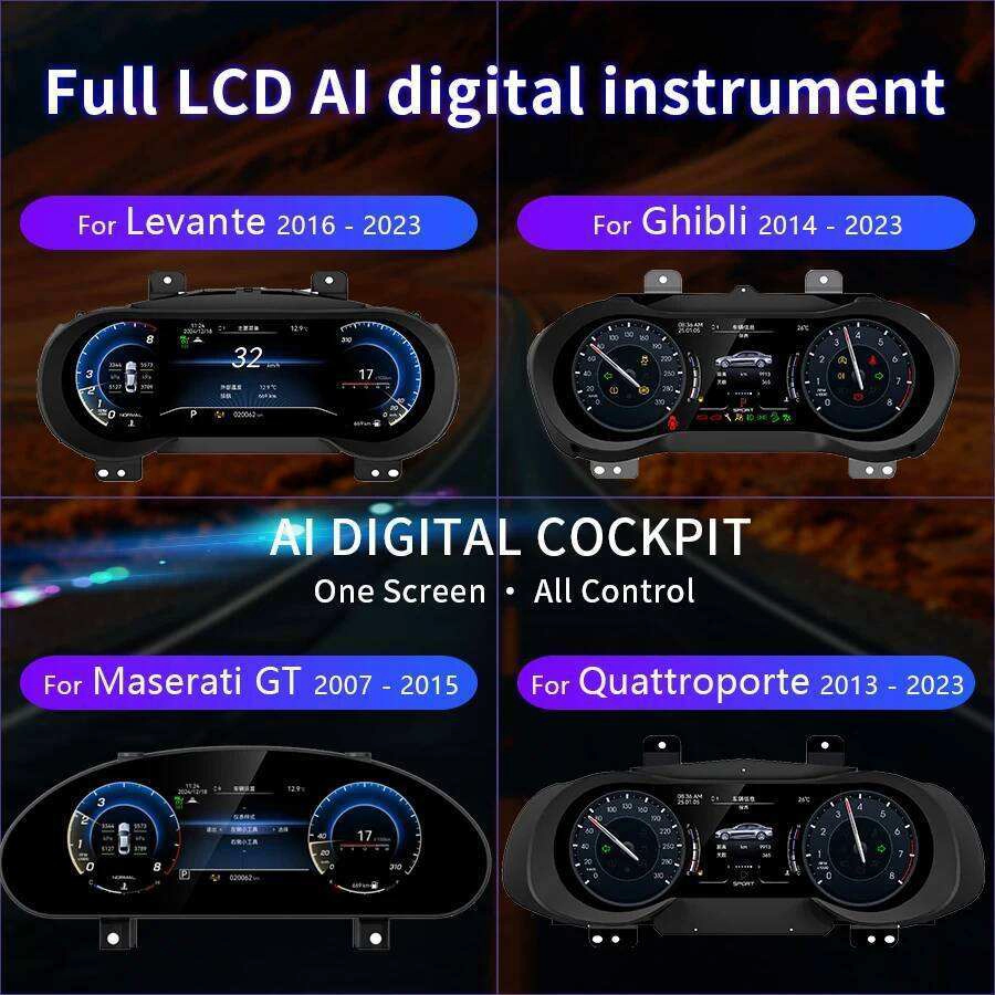 Tableau de bord numérique de voiture 12.3 pouces, pour Maserati Quattroporte 2013 – 2023, panneau de groupe d'instruments LCD, Cockpit, compteur de vitesse à interface utilisateur Multiple