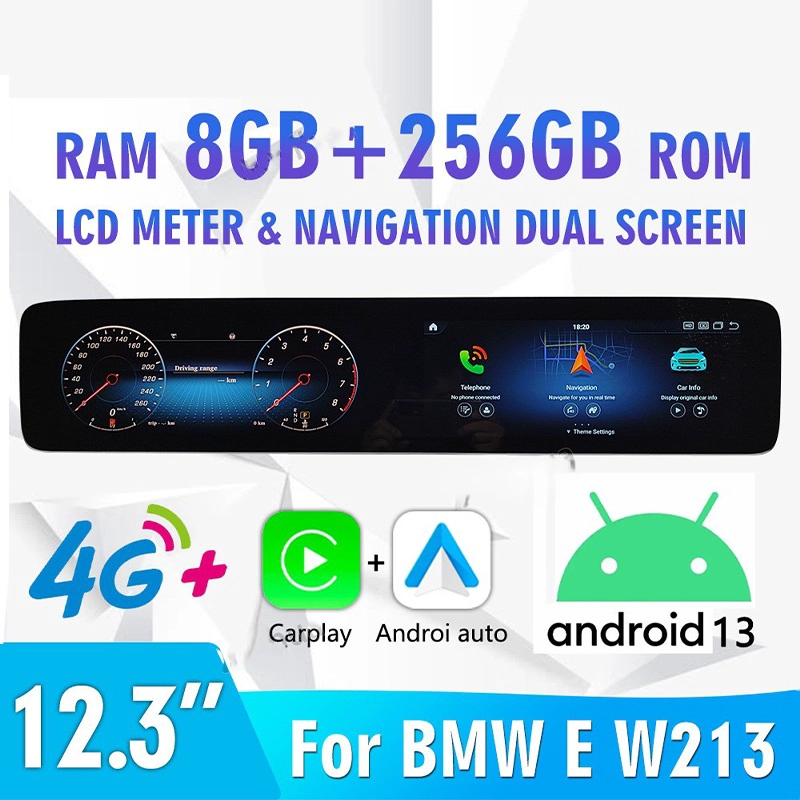 Groupe d'instruments LCD à double écran de 12,3 pouces avec navigation Carplay pour les tableaux de bord de mise à niveau Benz Classe E W213 2017-2019