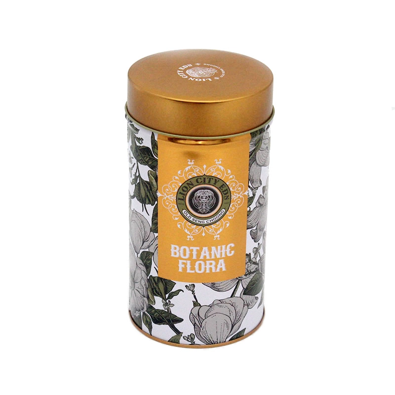 China Round Tea Tin Can Double Lids 50g 100g Loose Tea Storage Metal Tin Container manufacturer