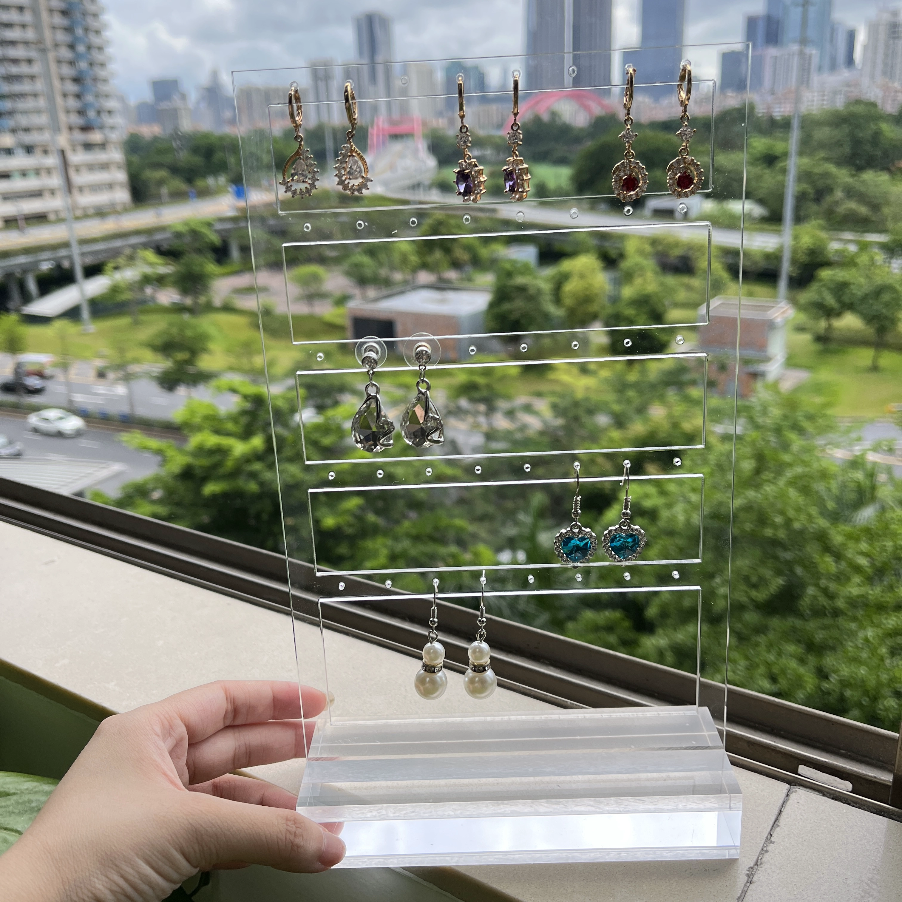 Clear acrylic jewelry store earrings display single stand props - COPY - p005nt