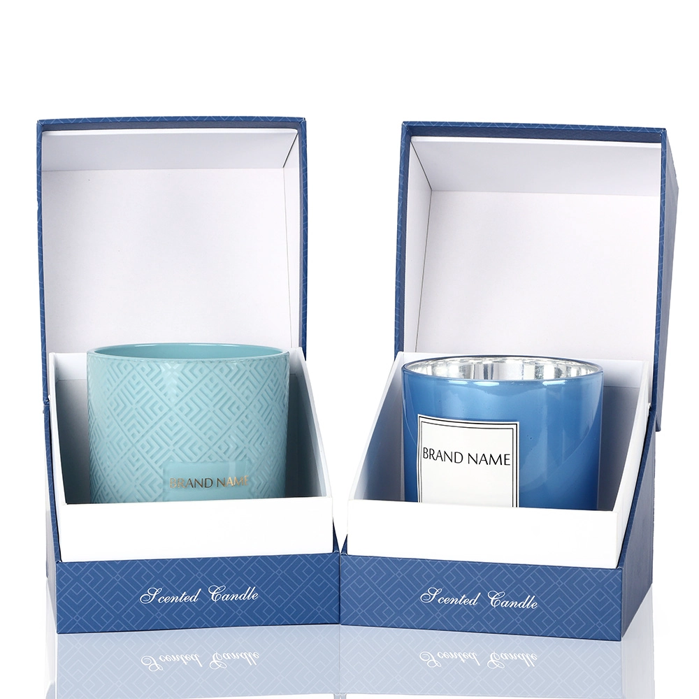 Caja de regalo de lujo de diseño único Ocean Blue para velas perfumadas