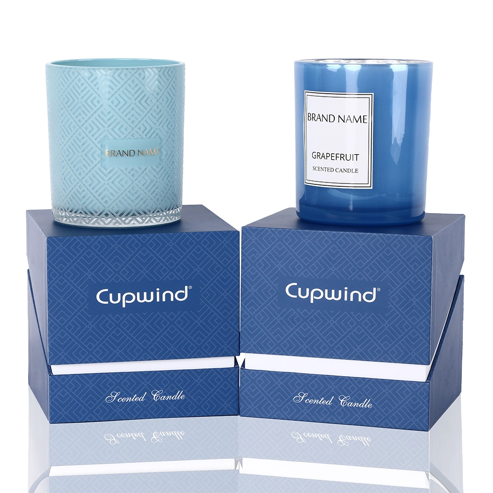 Caja de regalo de lujo de diseño único Ocean Blue para velas perfumadas