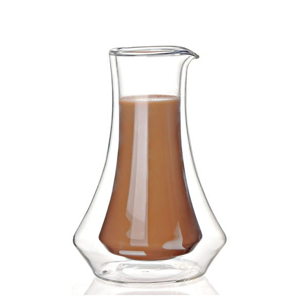 Garrafa de café de parede dupla grande 20 onças feita à mão em vidro borosilicato