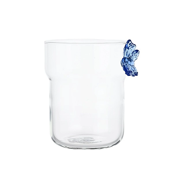 Cawan kaca borosilicate yang tinggi dengan hiasan rama -rama 3D | Glassware minum hiasan