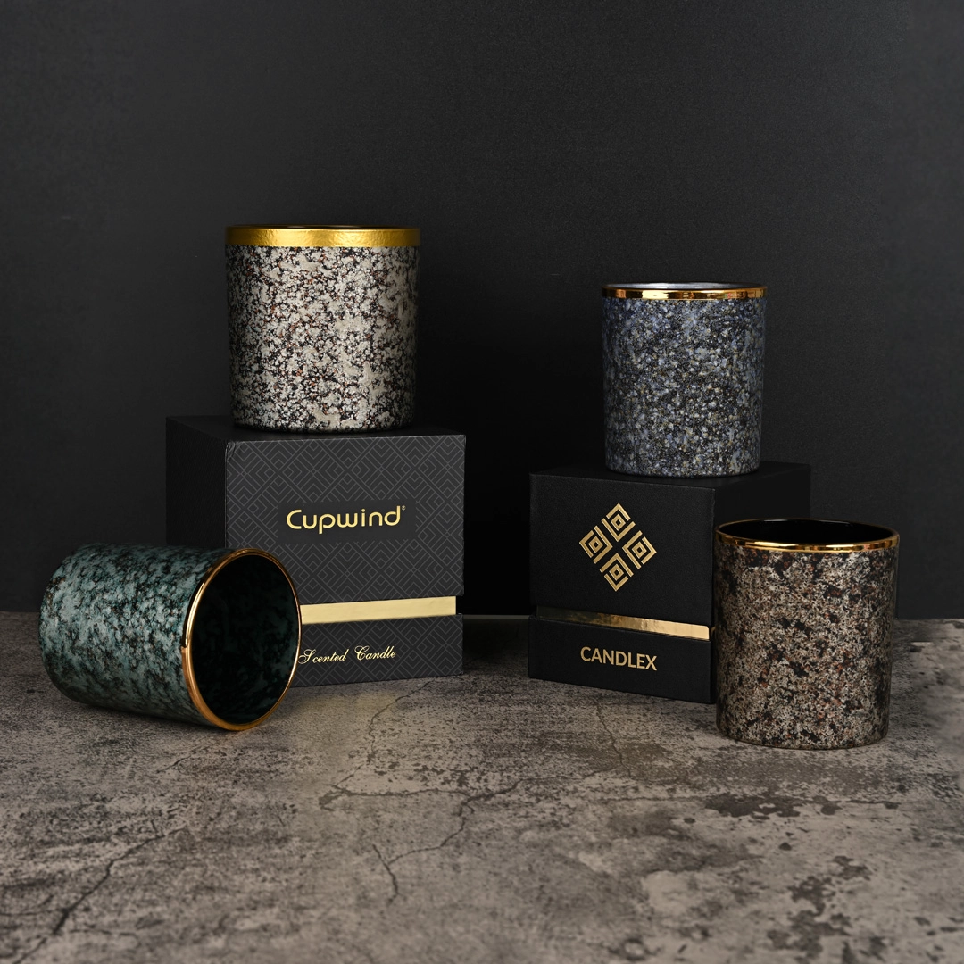 Wholesale premium scented candle containers with gold edging