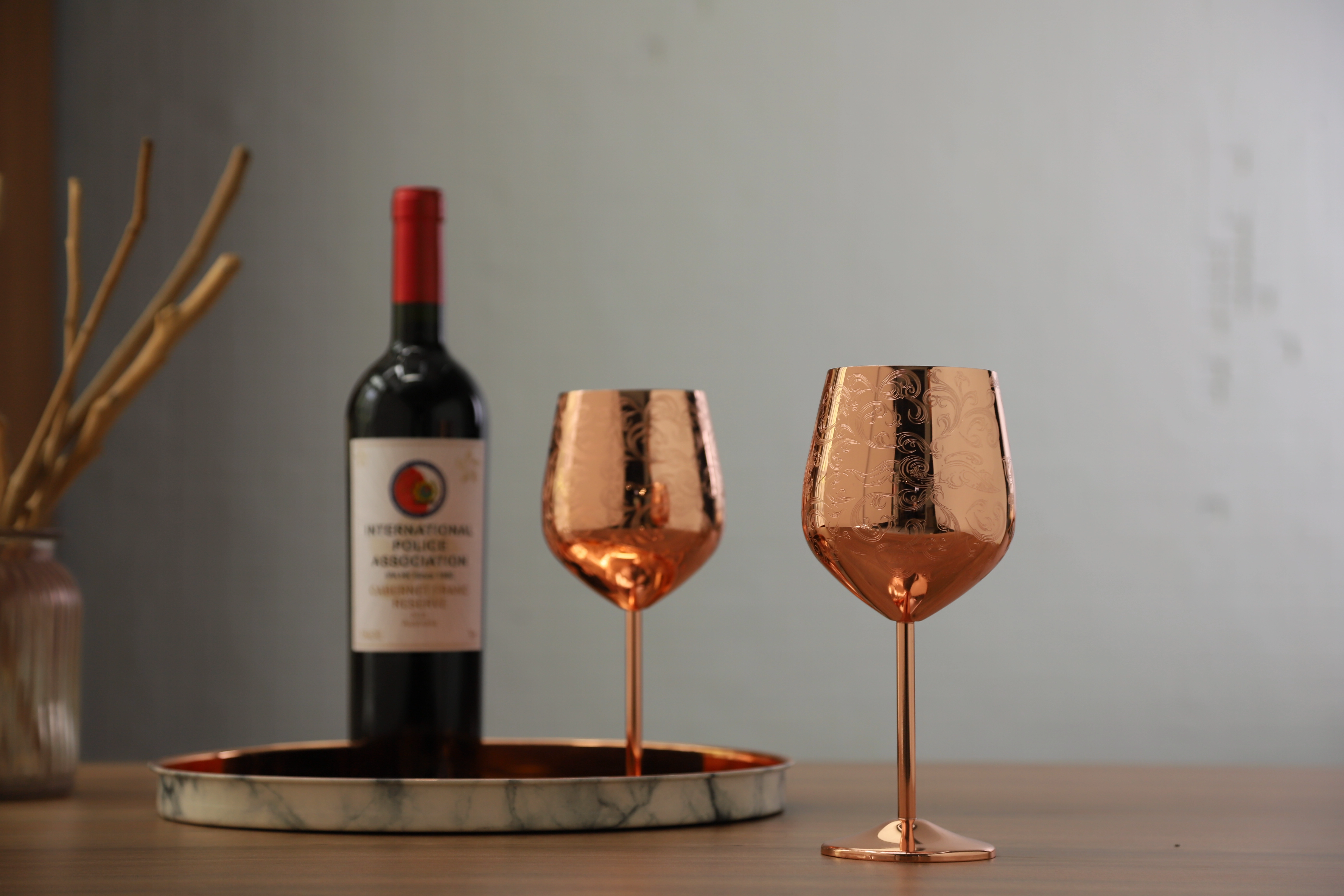 Skycrops etched stainless steel wine glass: tasting aesthetics and pragmatism