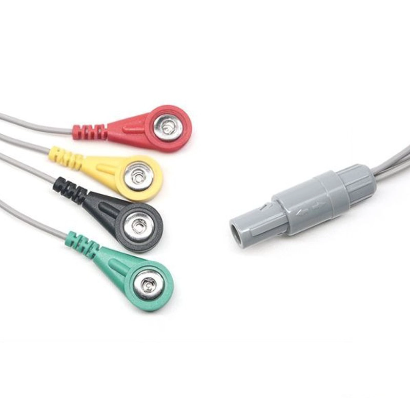China Customized Lemos Stecker auf 4 Leads 4,0 mm weiblicher Schnappdraht für medizinische Geräte | Dongguan Medical Wire Hersteller Hersteller