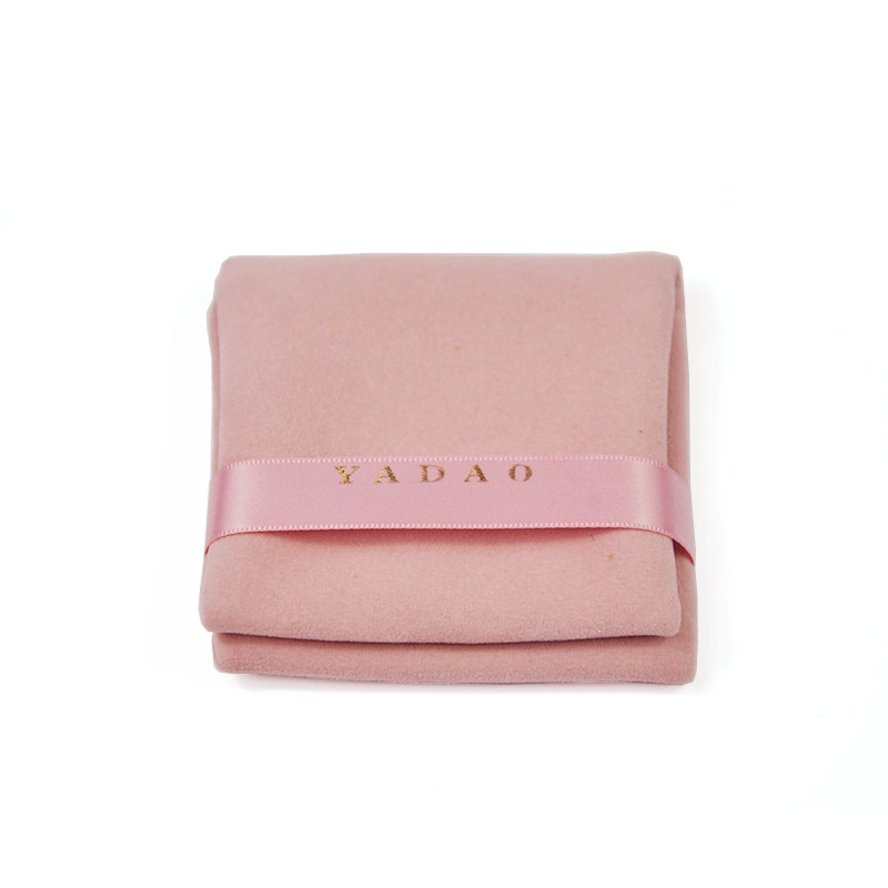 Yadao double side microfiber jewelry pouch with ribbon for ring necklace factory