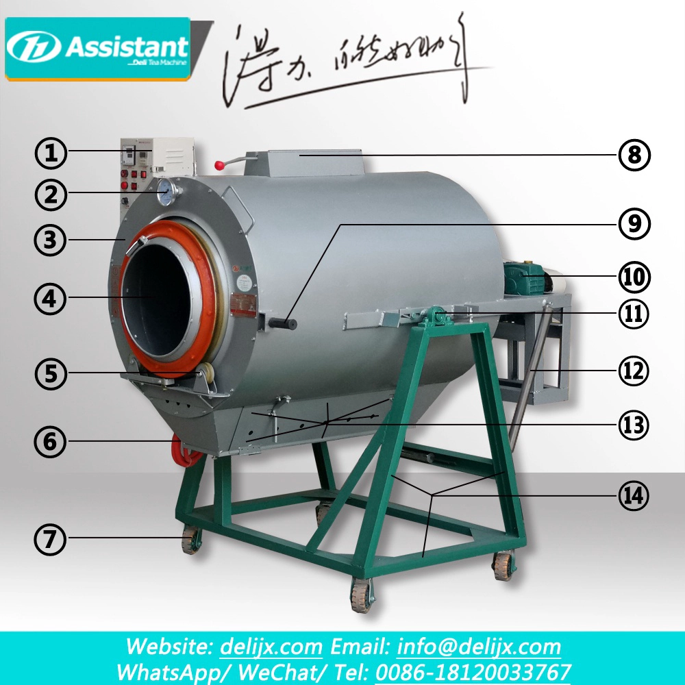 90cm Diameter Cylinder Green Tea Leaf Roasting Machine DL-6CST-90