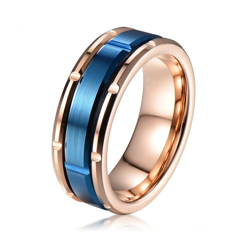 Neue Ankunft Komfort Fit Blaue Innenring Peeling Groove Männer Ringe Wolframkarbid Hochzeitsbänder