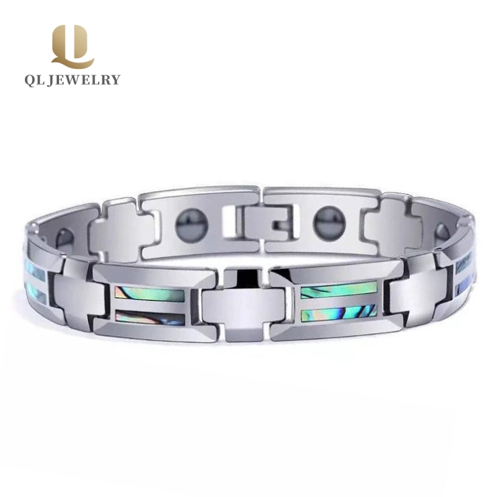 Beliebte Gesundheitsschmuck Männer 's Wolfram Armband Magnetic Armband Inlay Abalone Shell China Lieferant