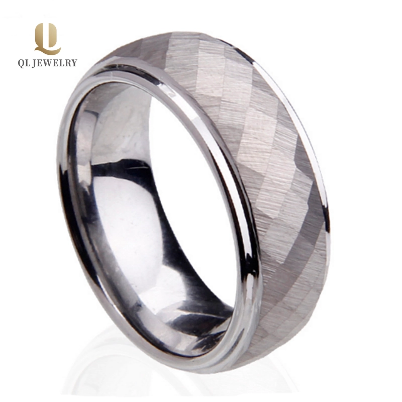Hotsale 8mm Bandes bombées et biseautées Bandes de mariage à facettes à facettes brossées