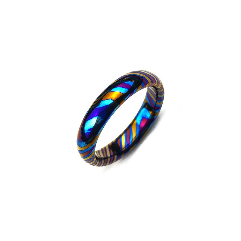 Einzigartige 4mm gewölbte Tricolors Zircuti Ring Timascus Ring Hochzeit Bands China Lieferant