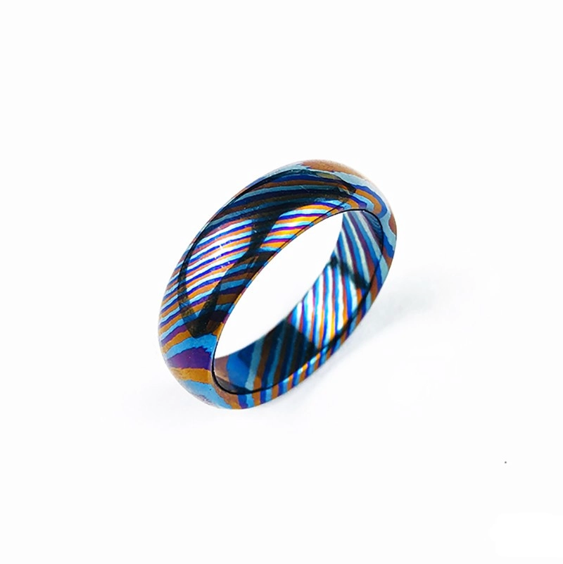 Einzigartige 4mm gewölbte Tricolors Zircuti Ring Timascus Ring Hochzeit Bands China Lieferant
