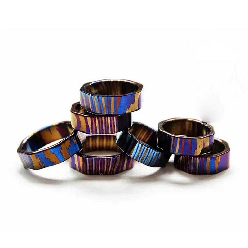 Einzigartige 4mm gewölbte Tricolors Zircuti Ring Timascus Ring Hochzeit Bands China Lieferant