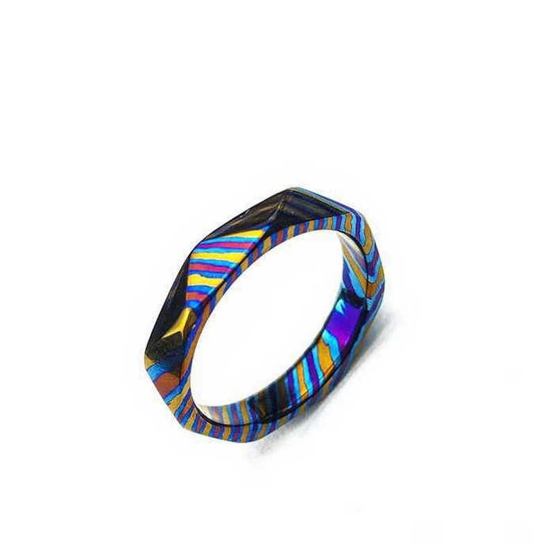 Tricolors incroyables 4mm Faceted Timascus Bande de mariage Zircoti Ring Chine Fournisseur