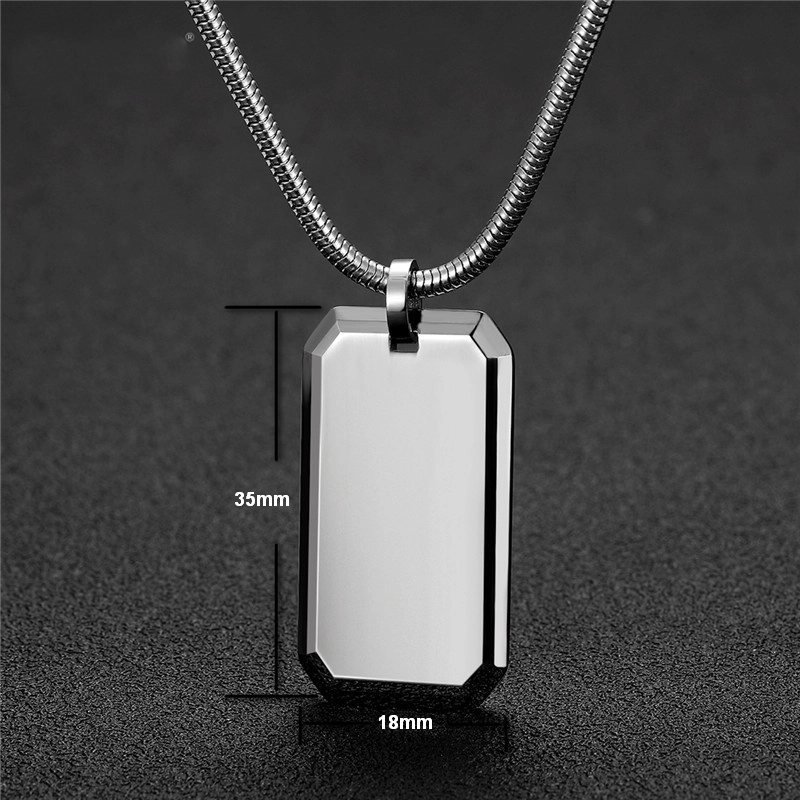 Coolest Tungsten Dog Tag for Men, High Polished Tungsten Carbide Pendant with Beveled Edges China Factory