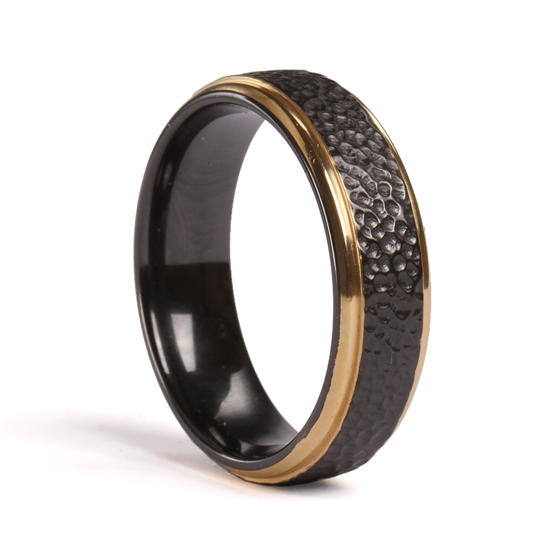 Beliebte gravierte geschnitzte Muster Black Zirkonium Ring Männer Ehering Bands China Lieferant