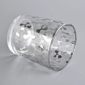 12 Oz klar Glas Kerzenhalter mit einzigartigen metallischen Siver Drucke
