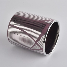 unique patterned ceramic candle container with silver inside
