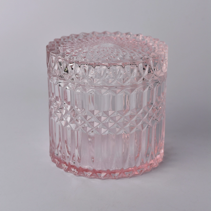 luxury glass candle holder with glass lid