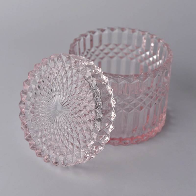luxury diamond glass candle jar with lid