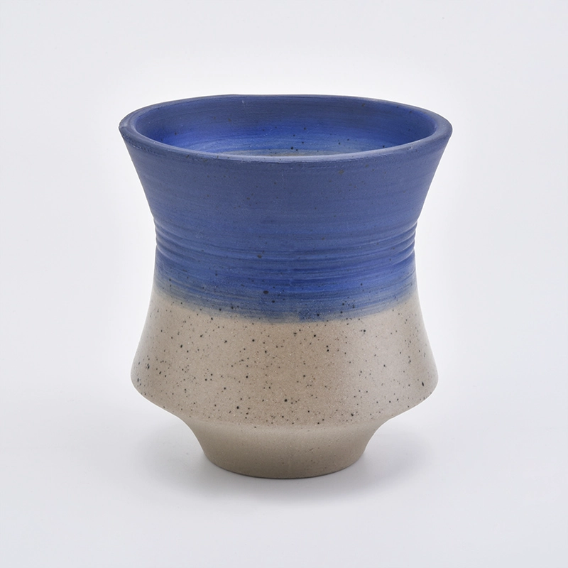 matte blue ceramic candle holders