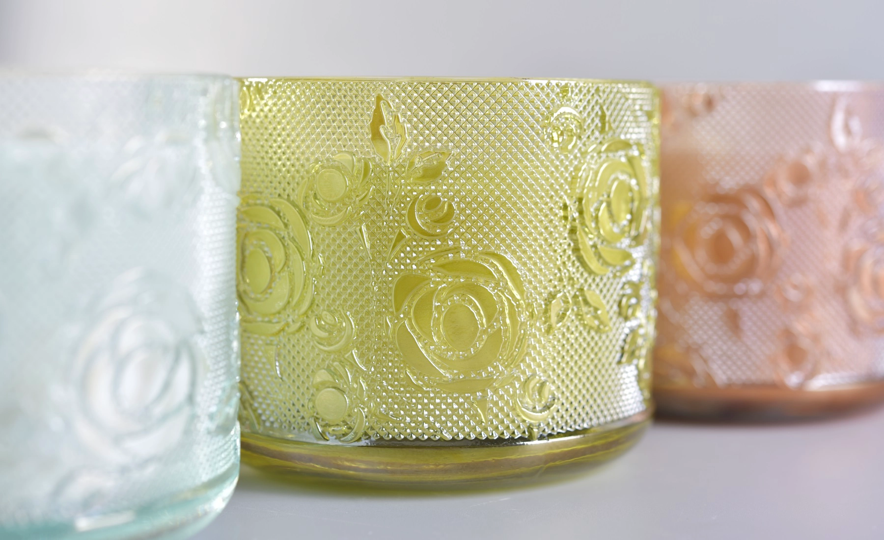 High Qulaity Rose Textured Glass Candle Jars Wholesale High Qulaity Rose Textured Glass Candle Jars Wholesale