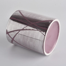 unique patterned ceramic candle container with silver inside