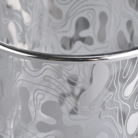 12 Oz klar Glas Kerzenhalter mit einzigartigen metallischen Siver Drucke
