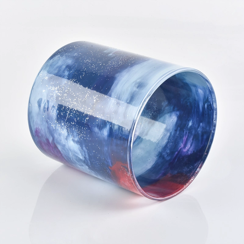8oz 10oz 12oz Unique Glass Candle Holder with gold dust powder