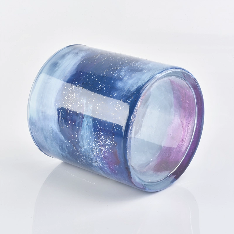 8oz 10oz 12oz Unique Glass Candle Holder with gold dust powder