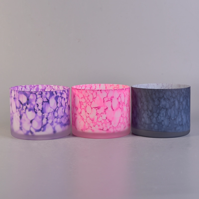 Unique frosted custom color painted 12oz glass candle jars wholesale