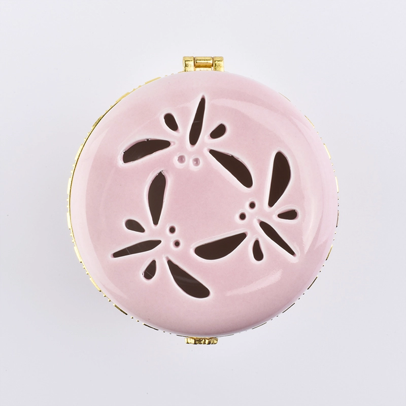 High end luxury ceramic candle holder with carving decoration Pink