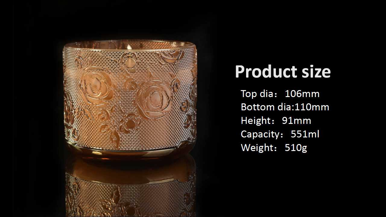 Luxury Patent Design Glass Candle Jar With Spray Color For Home Decoration