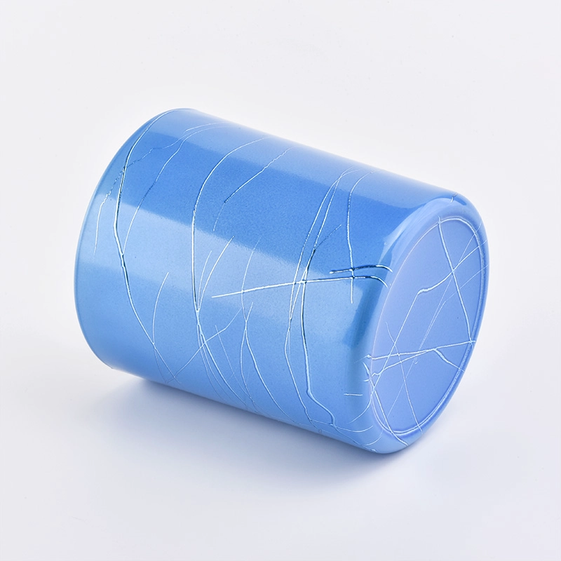 410ML Glass Candle Holders Plating Candle Jars Blue  Wholesale