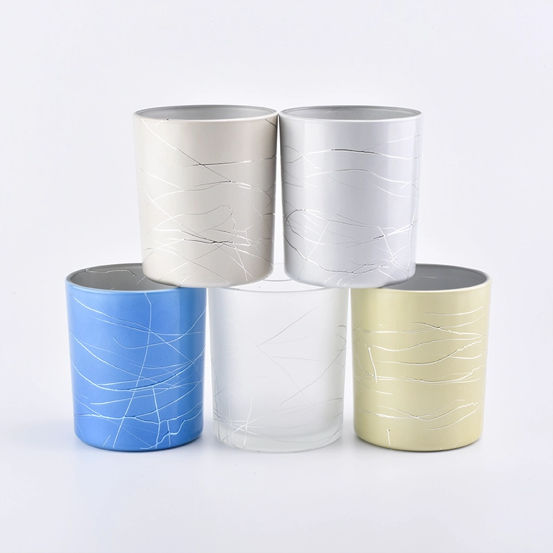 410ML Glass Candle Holders Plating Candle Jars Blue  Wholesale