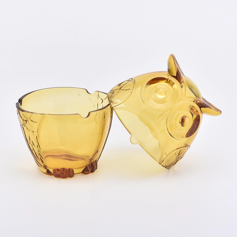 owl shape 500ml glass candle jars