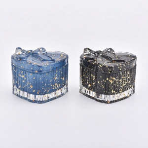 Heart shaped glass candle jars with lid for wedding decoration