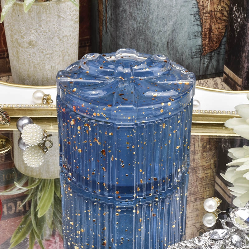 Blue Color Candle Jars Glass With Lids Wholesale