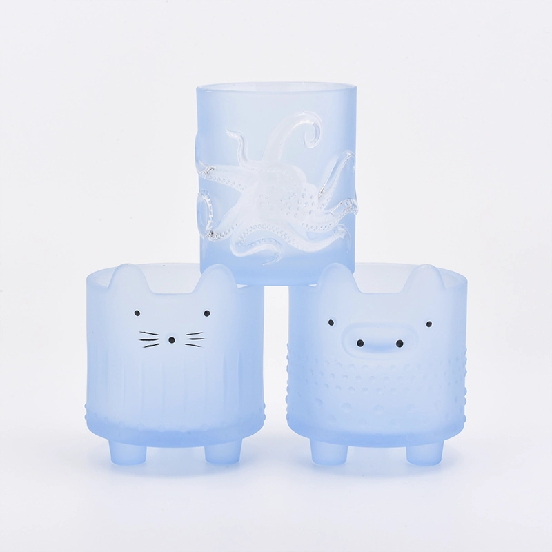 364ML Glass Candle Holders Elegant Candle Candles Jars Blue 364ML Glass Candle Holders Elegant Candle Candles Jars Blue
