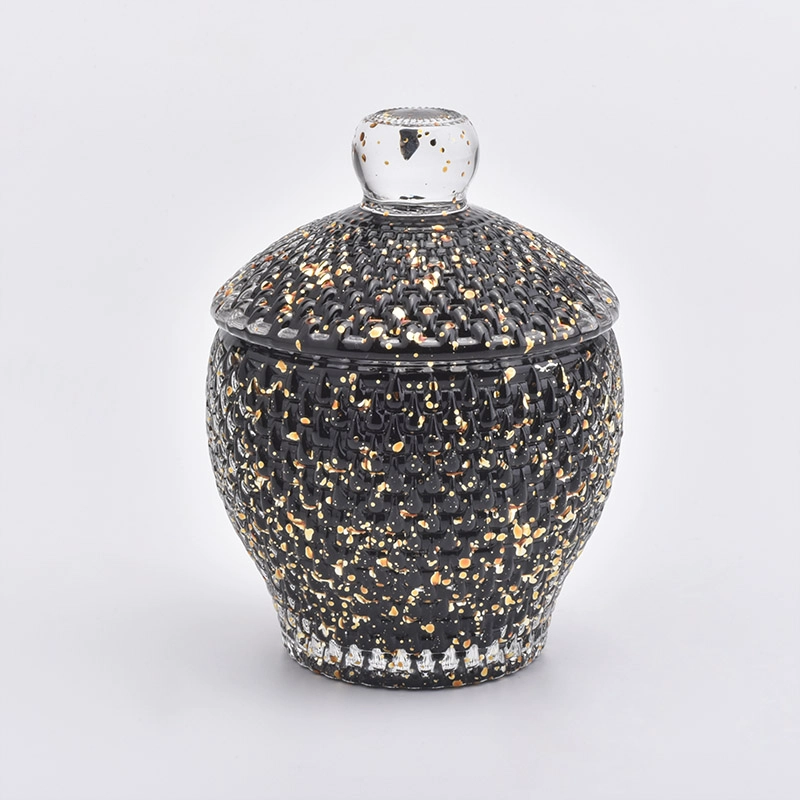 luxury black glass gift jar with lid 