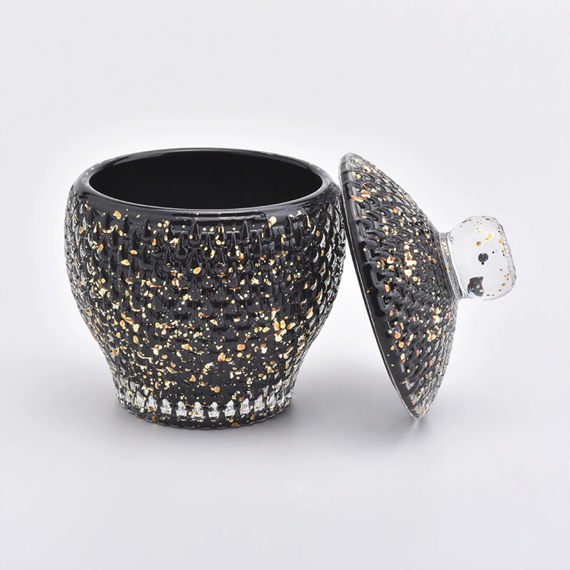 luxury black glass gift jar with lid 