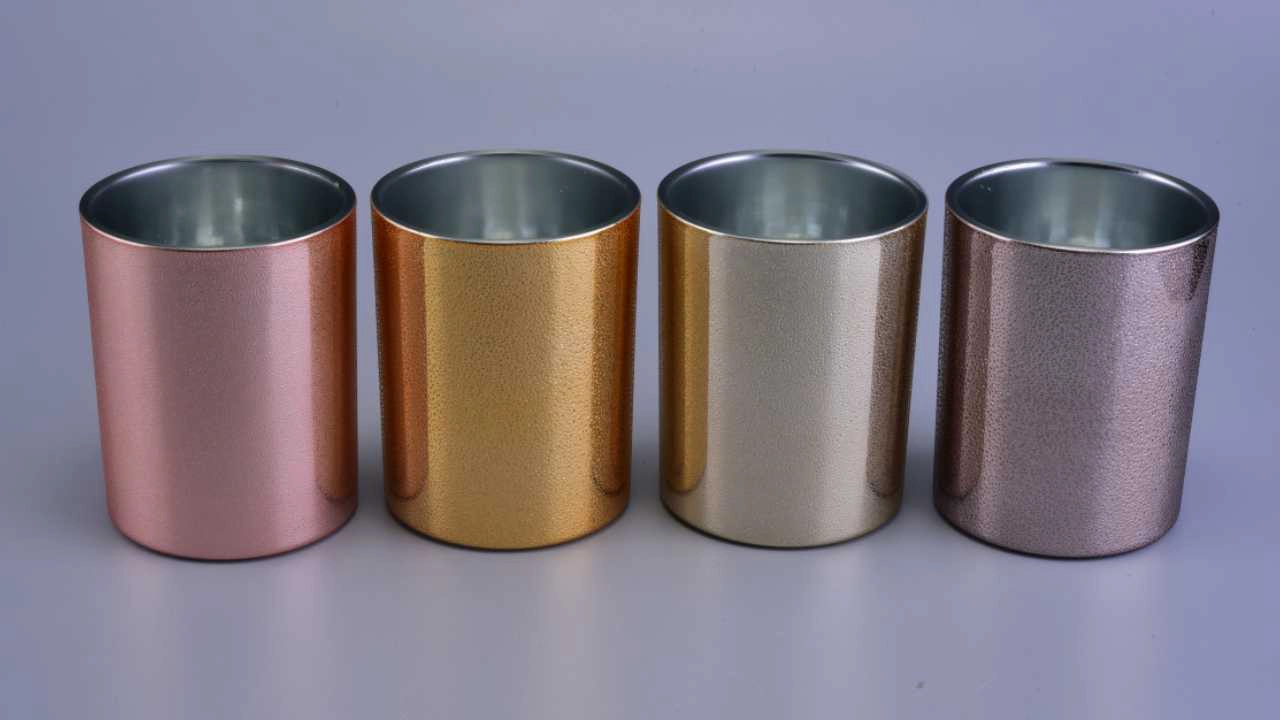 Wholesale rose gold metal effecr Candle Holder Glass With Electroplating Decoration