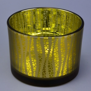 3 wick glass candle holders with laser engraving decoration