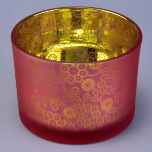 3 wick glass candle holders with laser engraving decoration