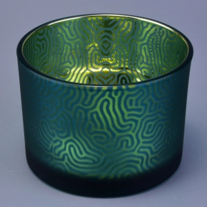 3 wick glass candle holders with laser engraving decoration