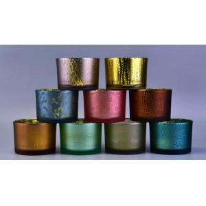 3 wick glass candle holders with laser engraving decoration